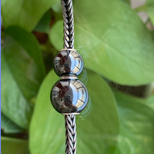 Ampearlbeads Steel Hematite Round Beads Gorgeous Unique Gemstone for Charm Bracelets Bangles Trollbeads