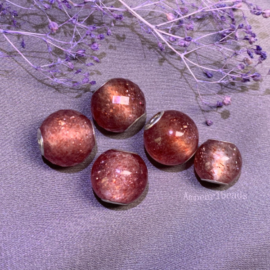 Nautral Sheening Strawberry Quartz Beads Mini Round Small Core beads for European Charm Trollbeads Bracelets or Pandora Bangles