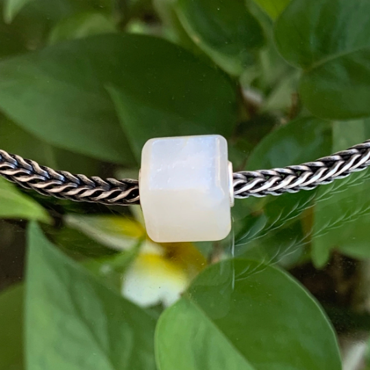 Stylish Ampearlbeads Moonstone Cube Beads with Silver Core Orange Grey Moonstone for European Pandora Trollbeads Bracelets or Bangles