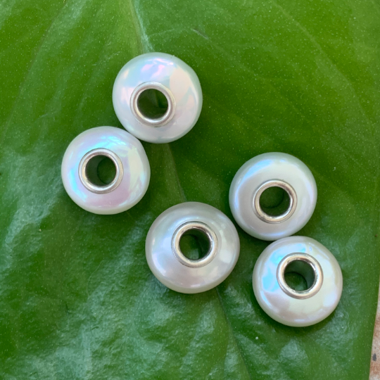 Stylish Natural Flat Small Pearl Freshwater Pearl Beads With Silver Core Amazing Beads for European Bracelet