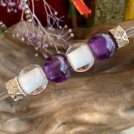 Clear Crystal White Crystal Rock Quartz Mini Round Bead with Small Sterling Silver Core for Trollbeads Bracelets and some of Pandora Bangles