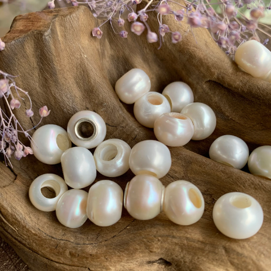 Low Price Value White Freshwater Pearl Beads with Small Core for European Charm Trollbeads Bracelets or Some Pandora Bangles