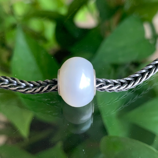 12-13mm White Freshwater Pearl Beads Oval Pearl Beads for European Bracelets and Bangles or Trollbeads Bracelets or Some Pandora Bangles