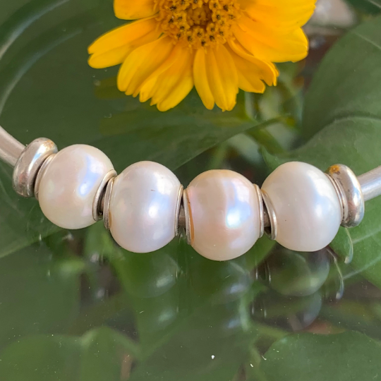 Low Price Value White Freshwater Pearl Beads with Small Core for European Charm Trollbeads Bracelets or Some Pandora Bangles