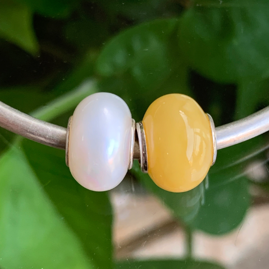 12-13mm White Freshwater Pearl Beads Oval Pearl Beads for European Bracelets and Bangles or Trollbeads Bracelets or Some Pandora Bangles