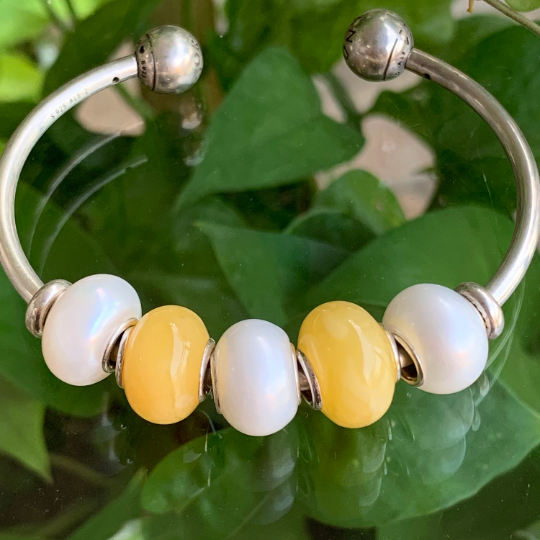 12-13mm White Freshwater Pearl Beads Oval Pearl Beads for European Bracelets and Bangles or Trollbeads Bracelets or Some Pandora Bangles