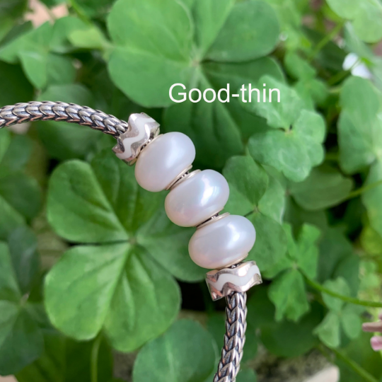 White Freshwater Pearl Beads with Small Core for European Bracelets and Bangles