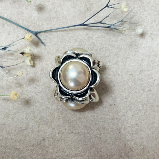 Silver Flower Charm with White Orange Lilac Purple Pearl Spacer Bead for European Charm Bracelets And Bangles