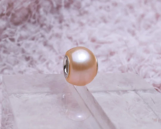 White or Orange Freshwater Pearl Beads with Small Core for European Trollbeads Bracelets or Pandora Bangles