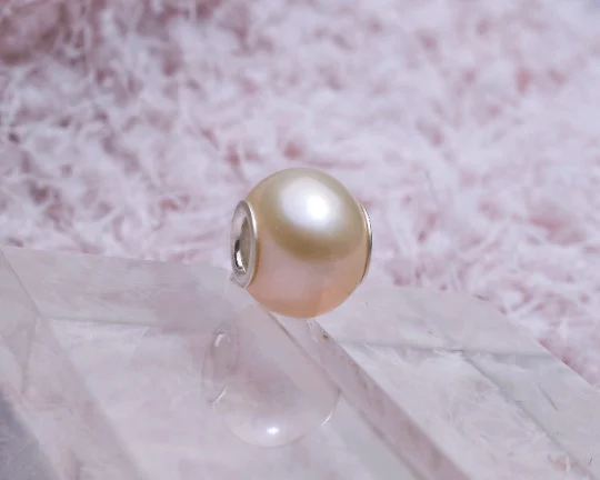 White or Orange Freshwater Pearl Beads with Small Core for European Trollbeads Bracelets or Pandora Bangles