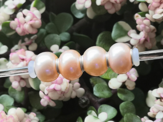 White or Orange Freshwater Pearl Beads with Small Core for European Trollbeads Bracelets or Pandora Bangles