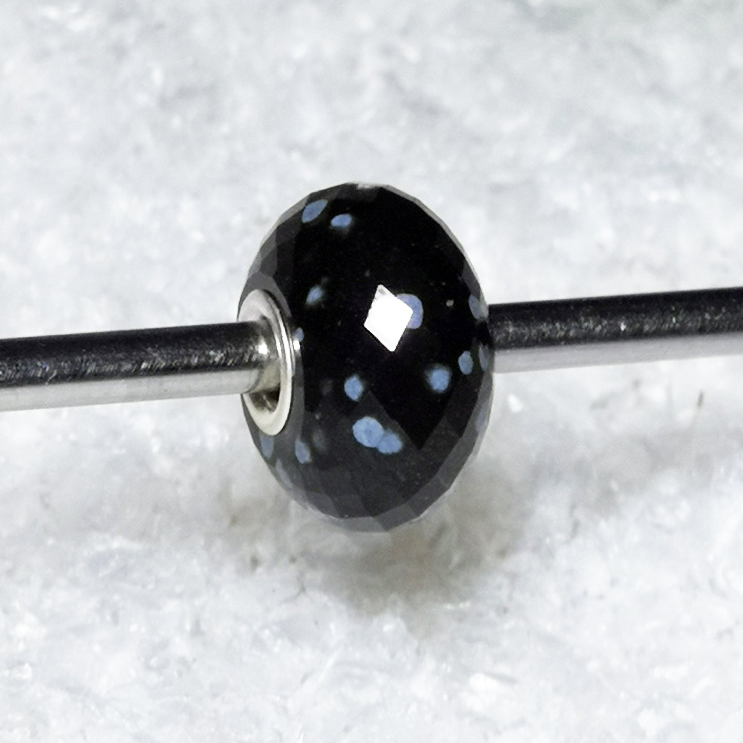European Core Sterling Snowflake Stone Beads for Women with Small Core Compatible Trollbeads Bracelet