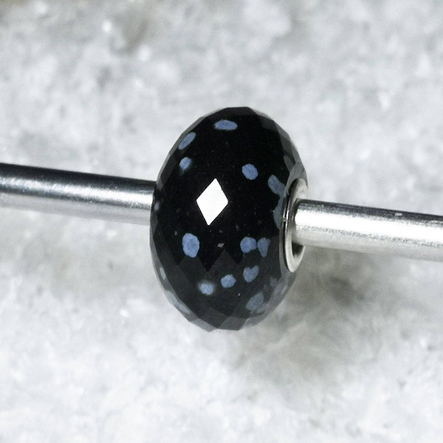 European Core Sterling Snowflake Stone Beads for Women with Small Core Compatible Trollbeads Bracelet