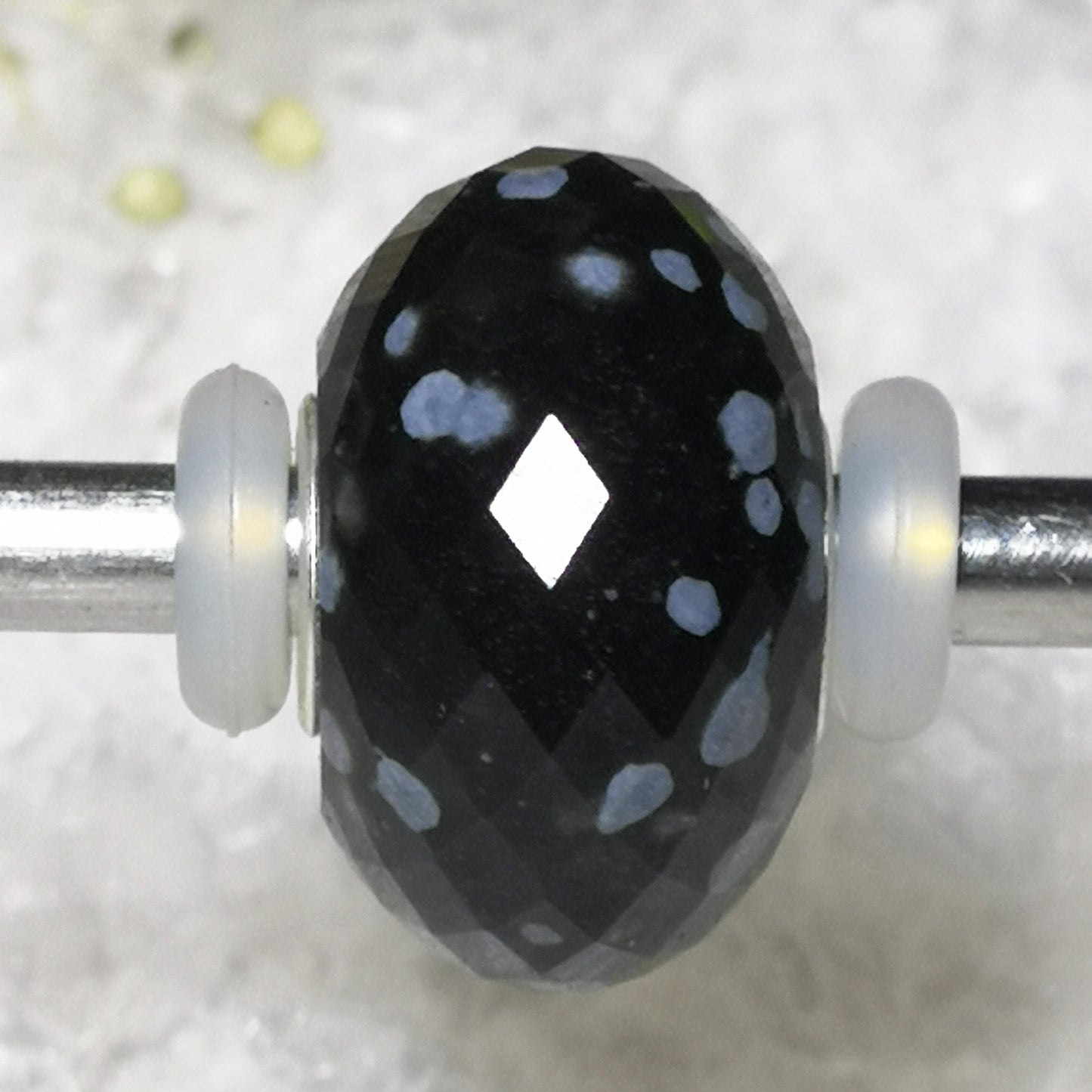 European Core Sterling Snowflake Stone Beads for Women with Small Core Compatible Trollbeads Bracelet