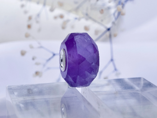 Purple Amethyst Quartz Faceted Bead Bracelet for European Bracelets and Bangle