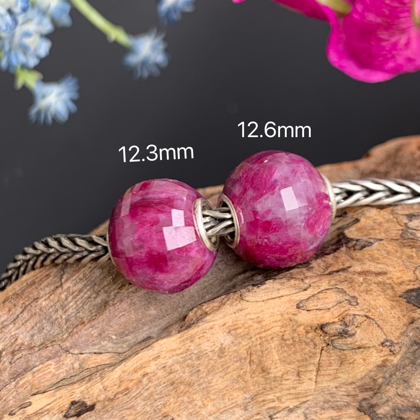 Natural Faceted Round Ruby Beads Ruby Hand Made Jewelry with Small Core for Charm Bracelets