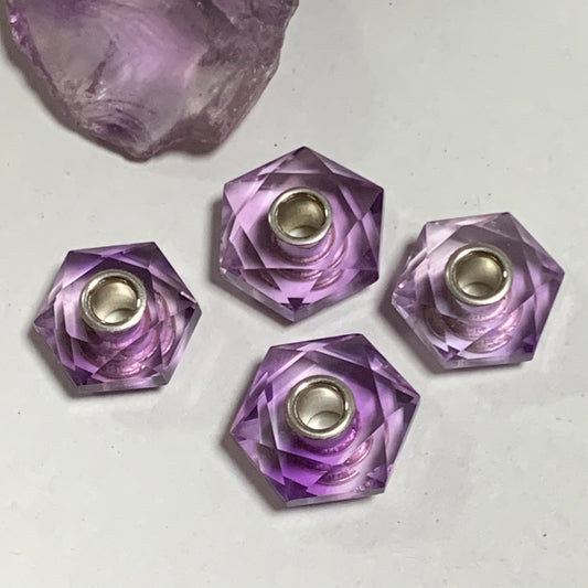 Faceted Hexahedron Purple Amethyst Beads Natural Gemstone Beads Ampearlbeads