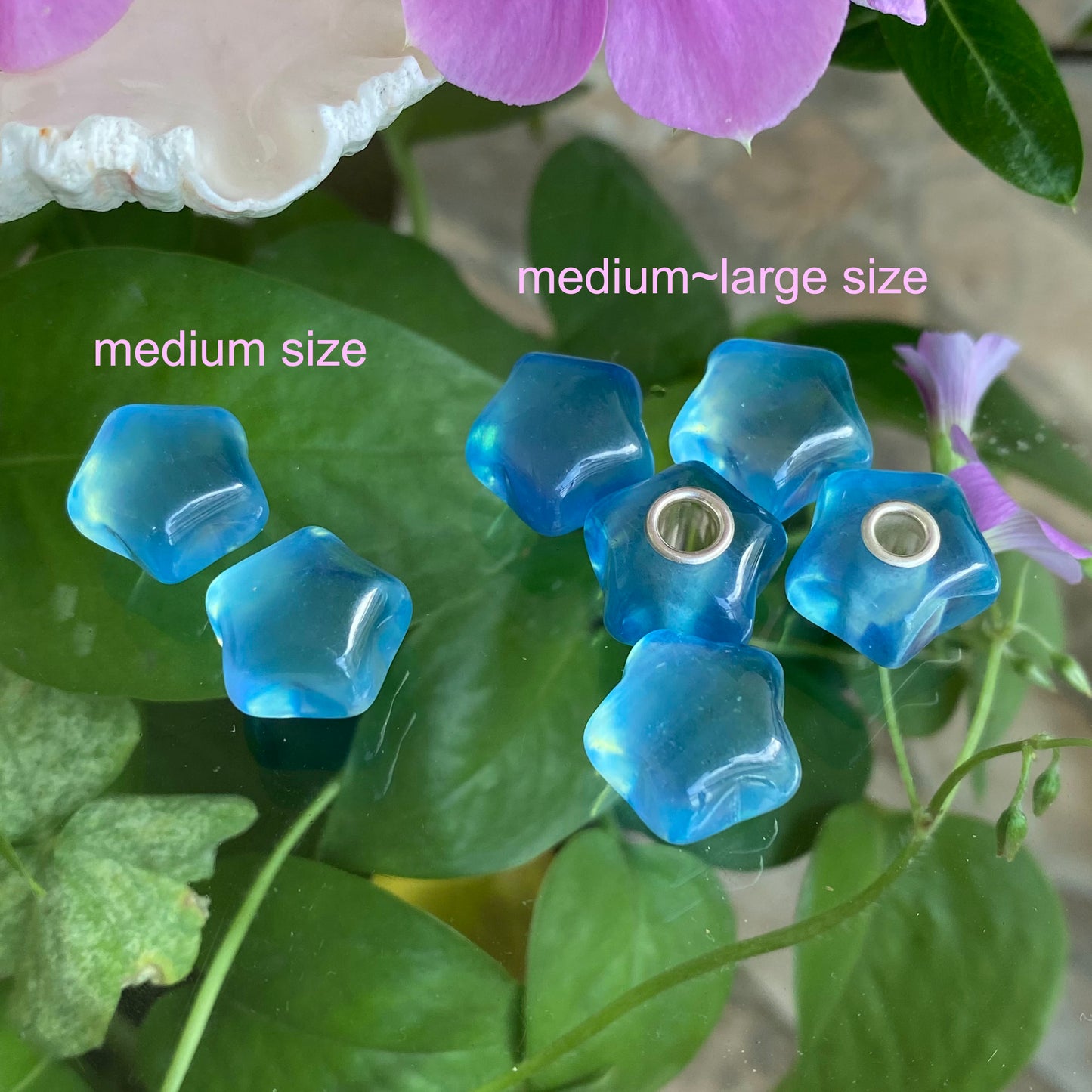 Ampearlbeads Star Aquamarine Beads with Silver Core Natural Gemstone beads for Bracelets and Bangles