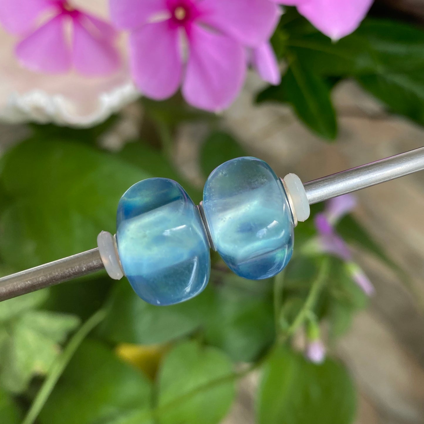 Ampearlbeads Star Aquamarine Beads with Silver Core Natural Gemstone beads for Bracelets and Bangles