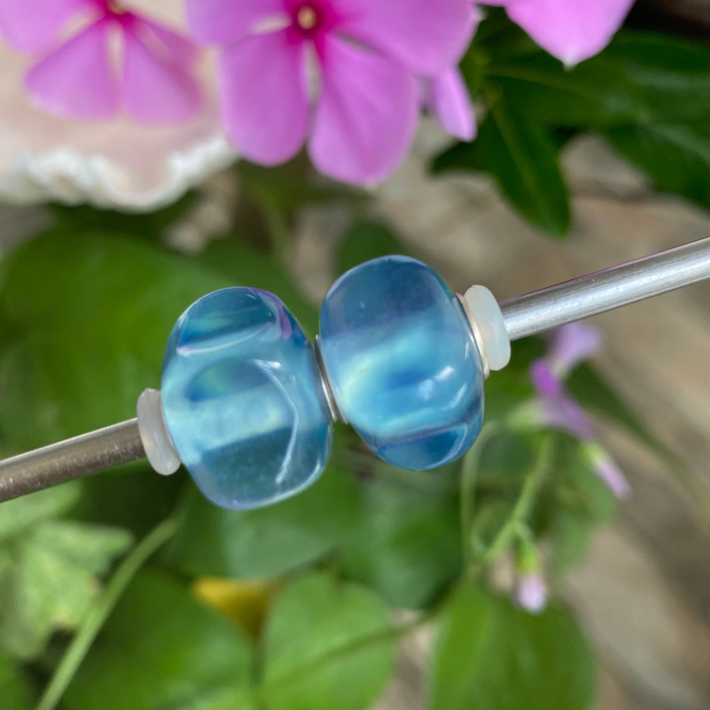 Ampearlbeads Star Aquamarine Beads with Silver Core Natural Gemstone beads for Bracelets and Bangles