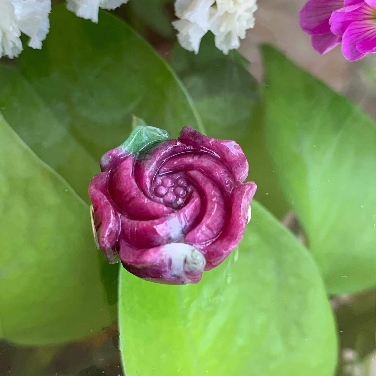 Stunning Carved Ruby Zoisite Labradorite Purple Mica Beads Rose Flowers Natural Gemstone Beads