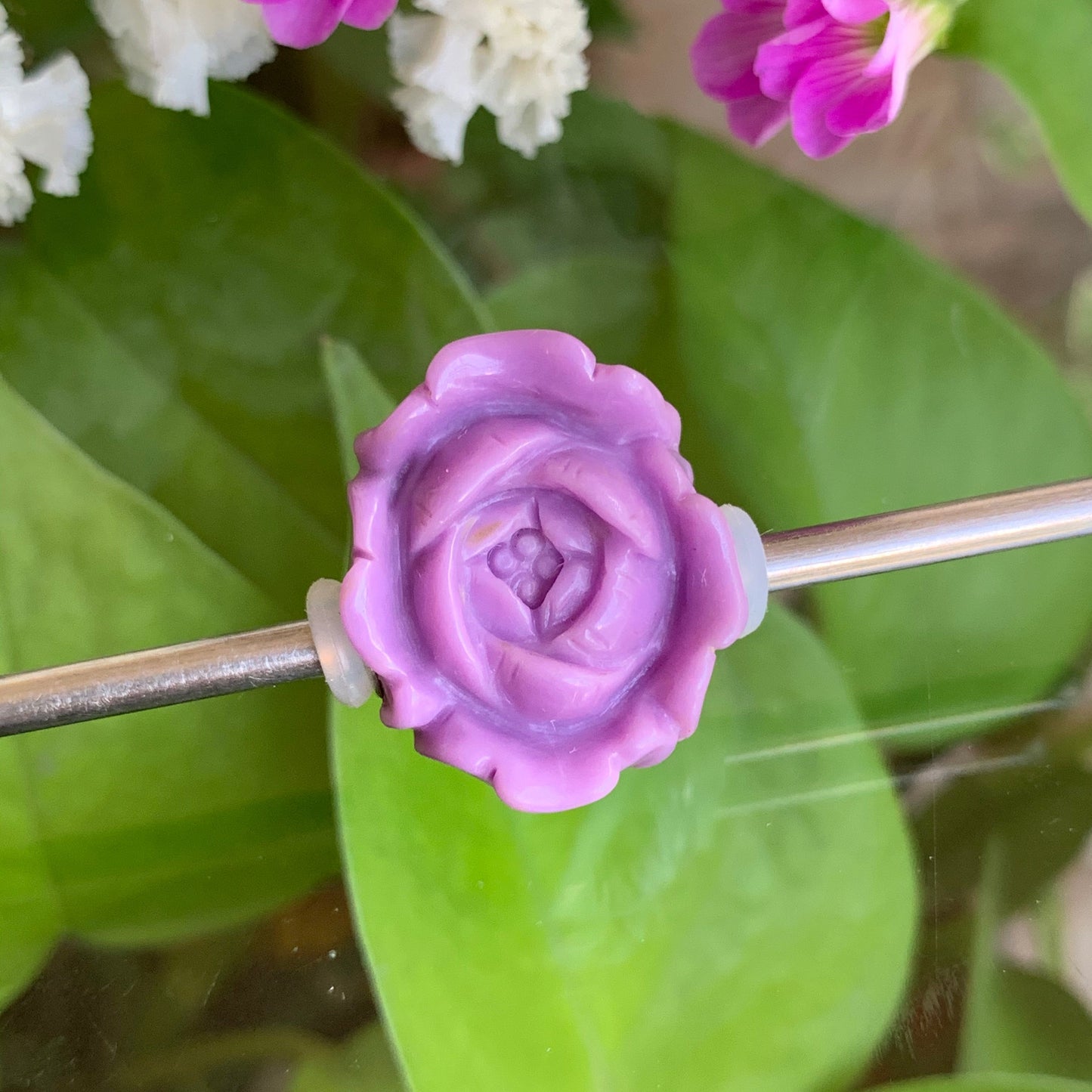 Stunning Carved Ruby Zoisite Labradorite Purple Mica Beads Rose Flowers Natural Gemstone Beads