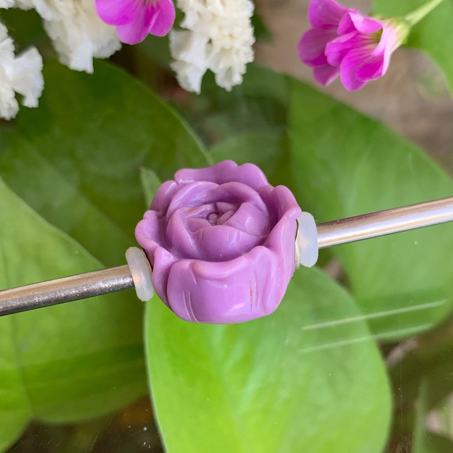 Stunning Carved Ruby Zoisite Labradorite Purple Mica Beads Rose Flowers Natural Gemstone Beads