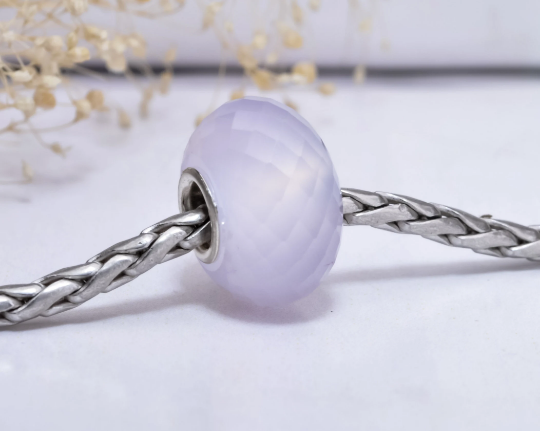 Faceted Purple Chalcedony Bead with Sterling Silver Core for European Charms Bracelets