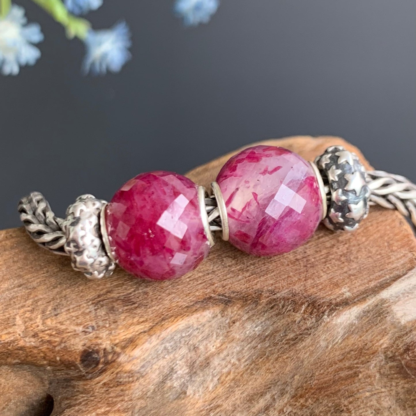 Natural Faceted Round Ruby Beads Ruby Hand Made Jewelry with Small Core for Charm Bracelets