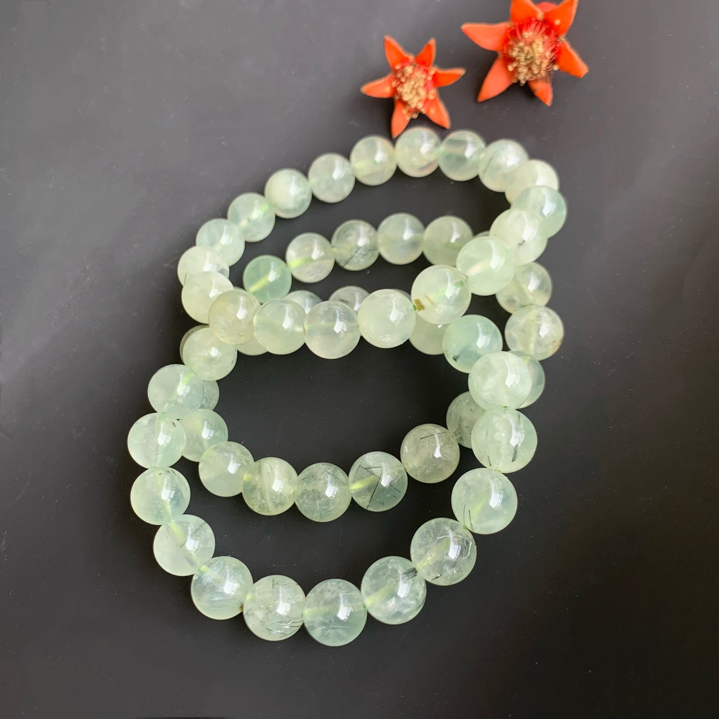 Ampearlbeads Gemstone Bracelets Prehnite Bracelets grape stone Bracelets for women and men