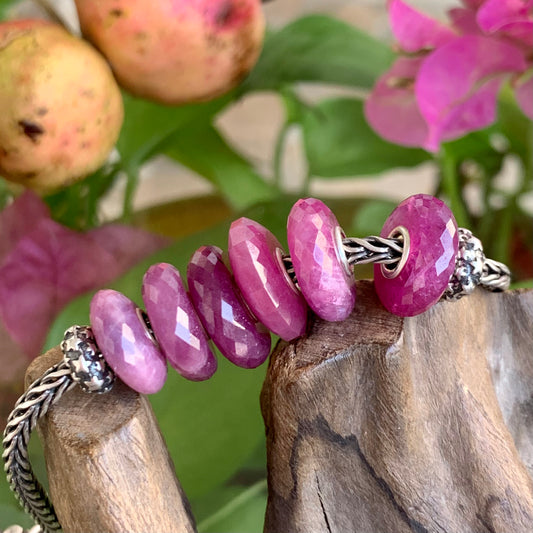 Natural Faceted Ruby Beads Ruby Thin Beads Fit European Trollbeads Bracelets and Some of the Pandora Bangles
