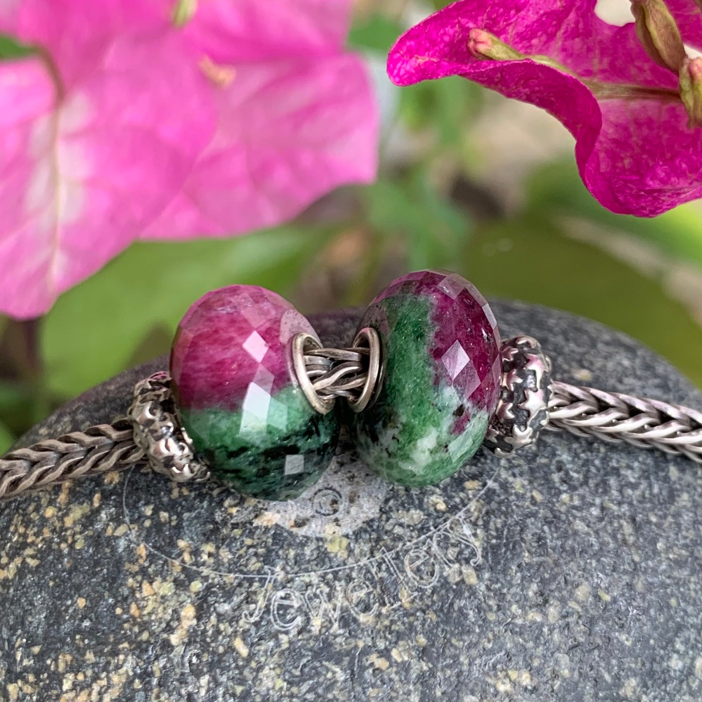 Stunning Faceted Ruby Zoisite Beads Fit European Trollbeads Bracelets and Some of the Pandora Bangles