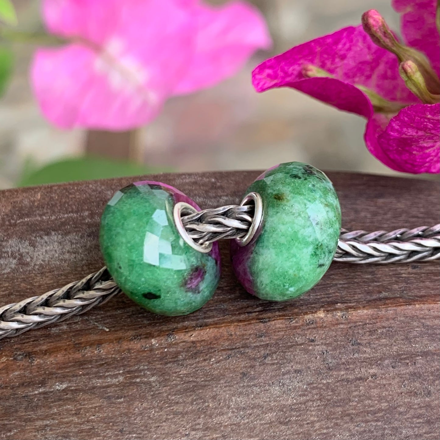 Stunning Faceted Ruby Zoisite Beads Fit European Trollbeads Bracelets and Some of the Pandora Bangles