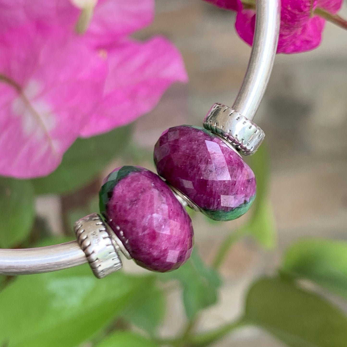 Stunning Faceted Ruby Zoisite Beads Fit European Trollbeads Bracelets and Some of the Pandora Bangles