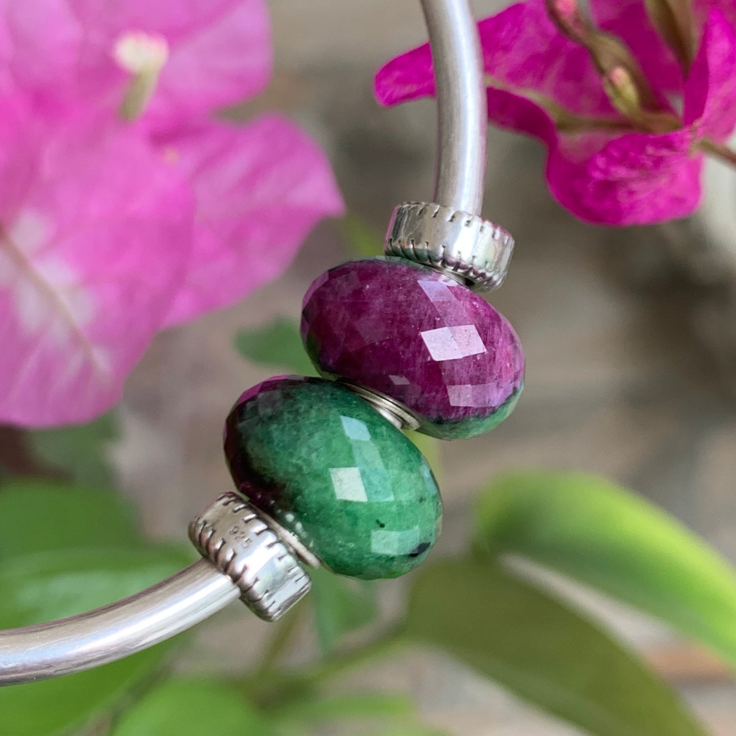 Stunning Faceted Ruby Zoisite Beads Fit European Trollbeads Bracelets and Some of the Pandora Bangles