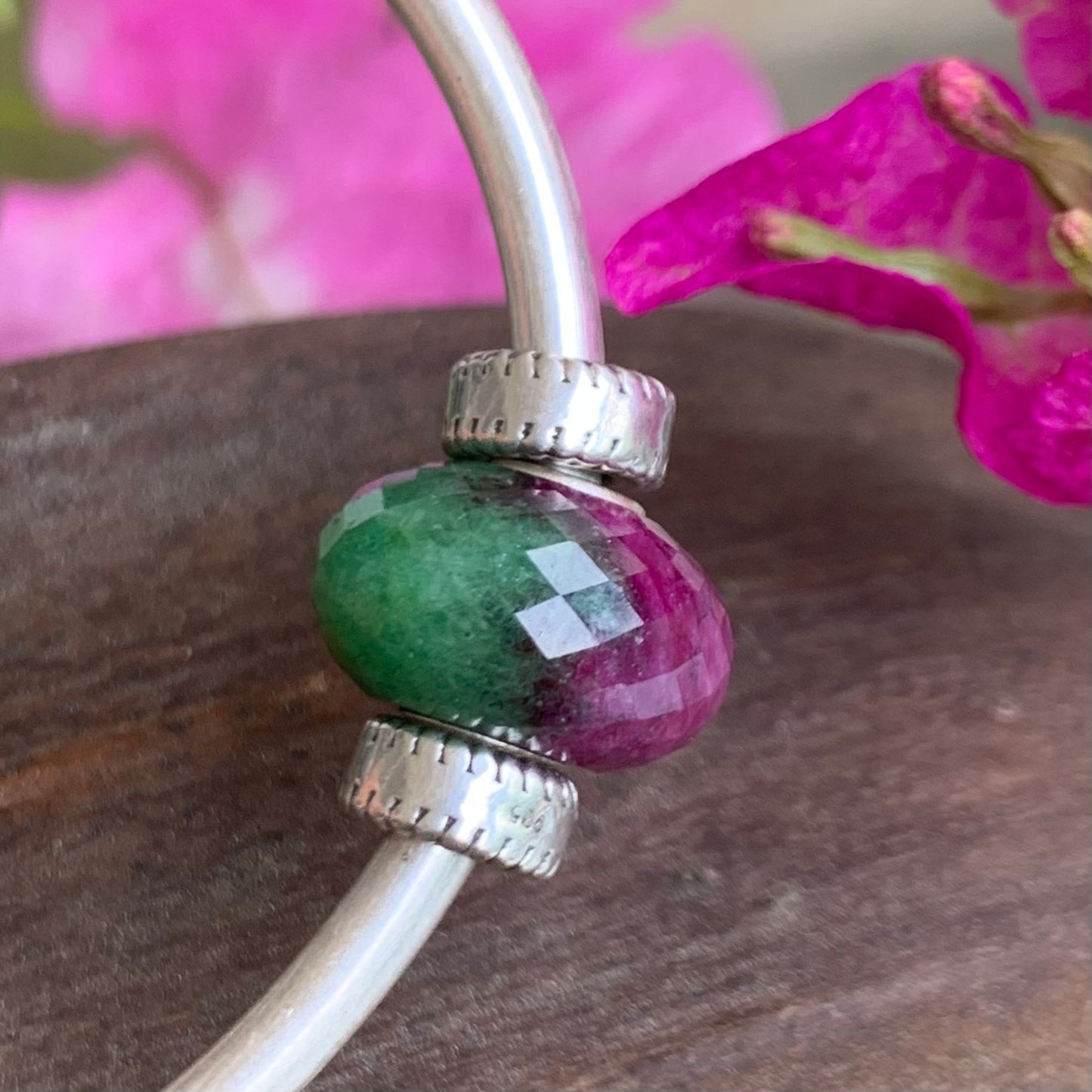 Stunning Faceted Ruby Zoisite Beads Fit European Trollbeads Bracelets and Some of the Pandora Bangles