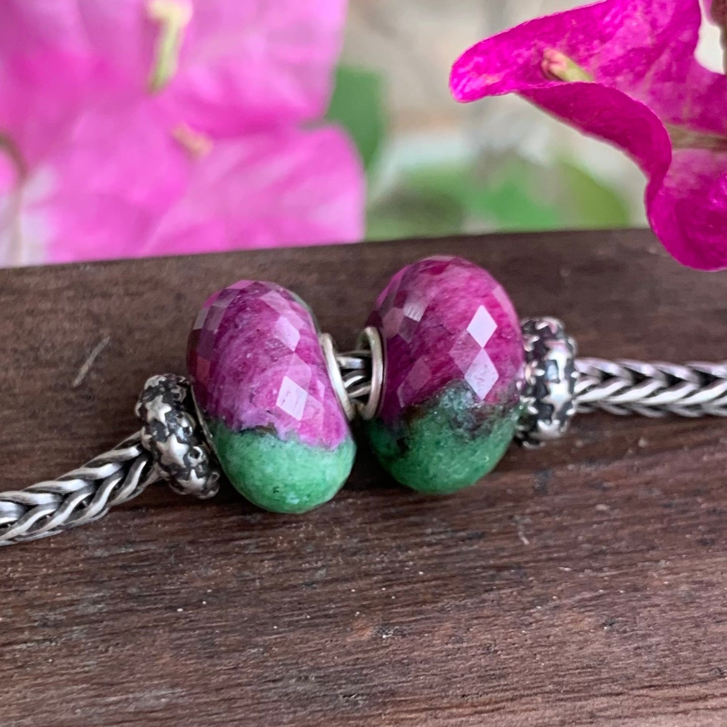 Stunning Faceted Ruby Zoisite Beads Fit European Trollbeads Bracelets and Some of the Pandora Bangles