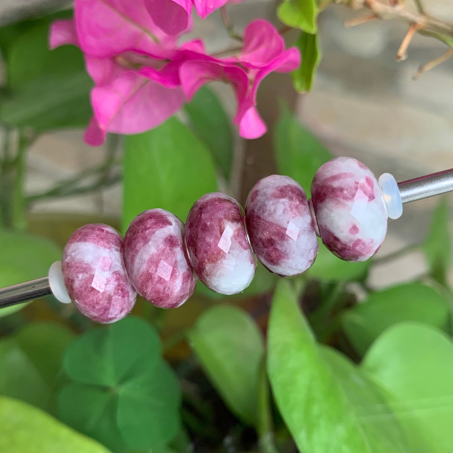 Faceted Rosiness Tourmaline Beads Fit European Trollbeads Bracelets and Some of the Pandora Bangles