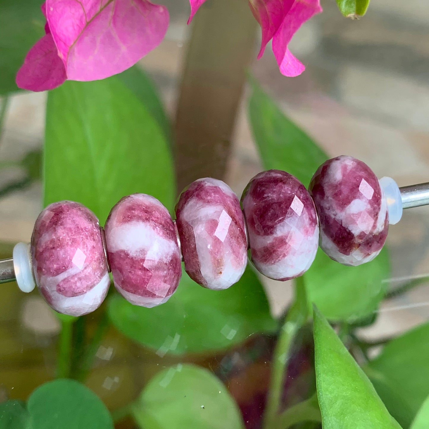 Faceted Rosiness Tourmaline Beads Fit European Trollbeads Bracelets and Some of the Pandora Bangles