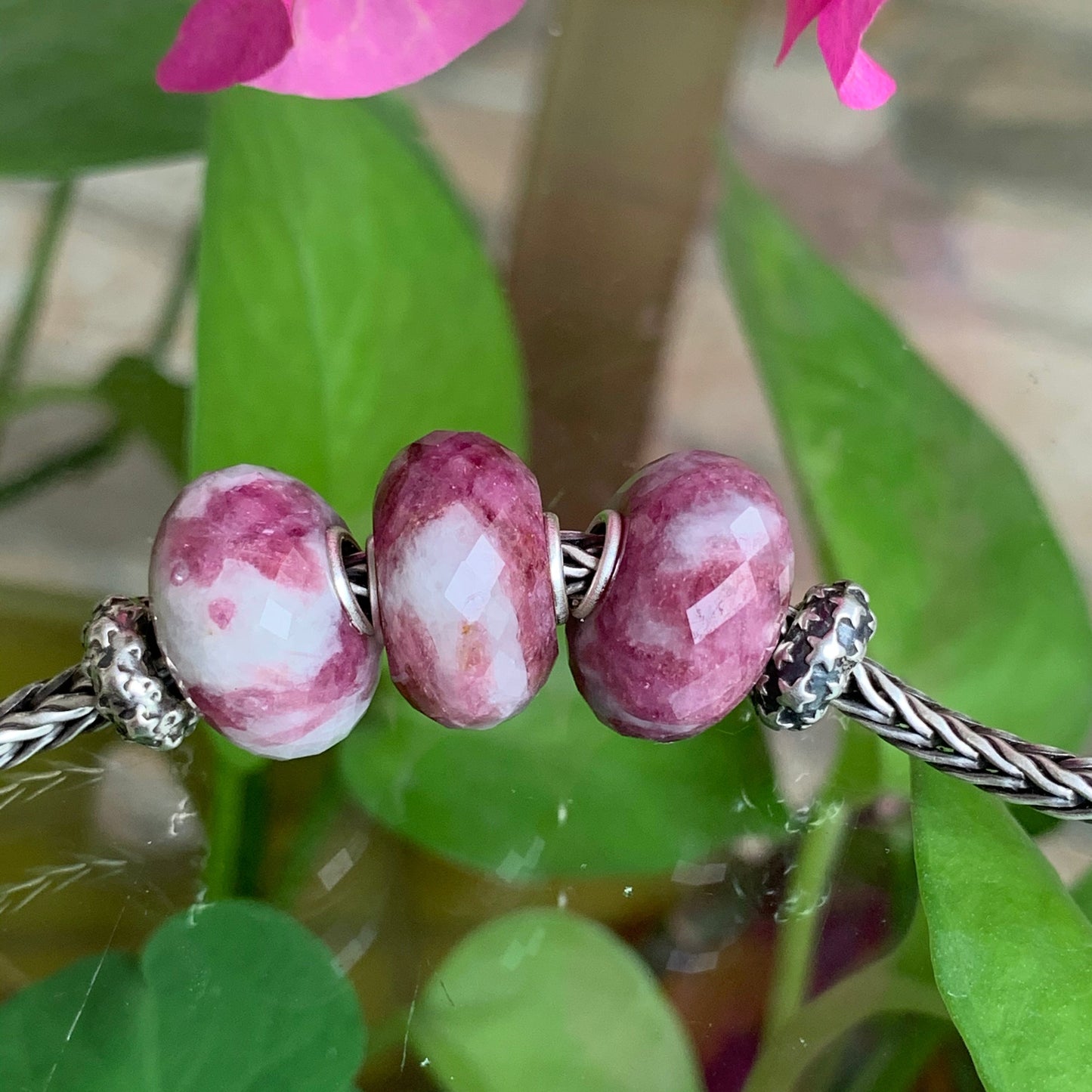 Faceted Rosiness Tourmaline Beads Fit European Trollbeads Bracelets and Some of the Pandora Bangles