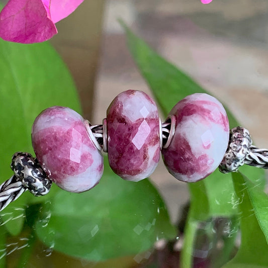 Faceted Rosiness Tourmaline Beads Fit European Trollbeads Bracelets and Some of the Pandora Bangles