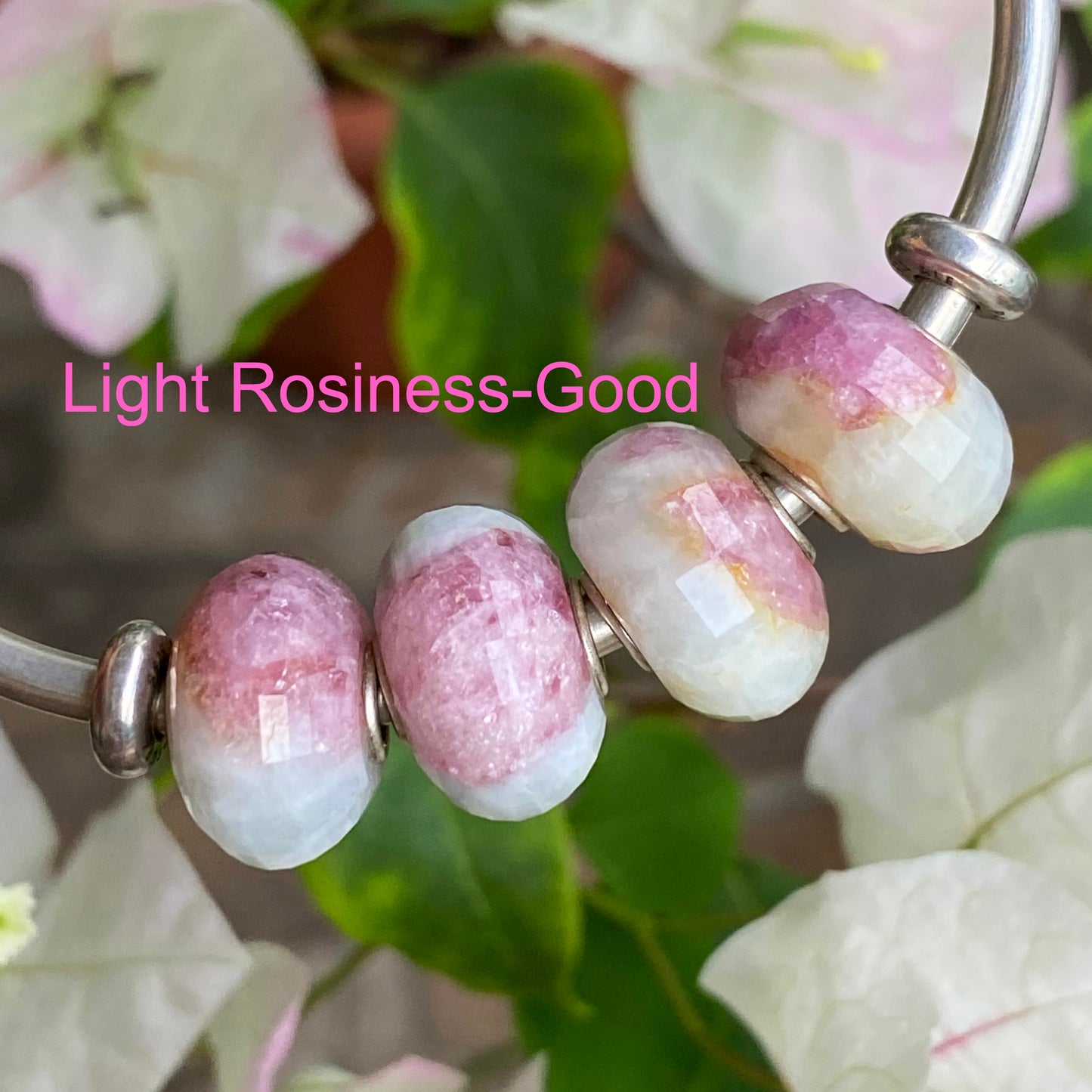 Faceted Rosiness Tourmaline Beads Fit European Trollbeads Bracelets and Some of the Pandora Bangles