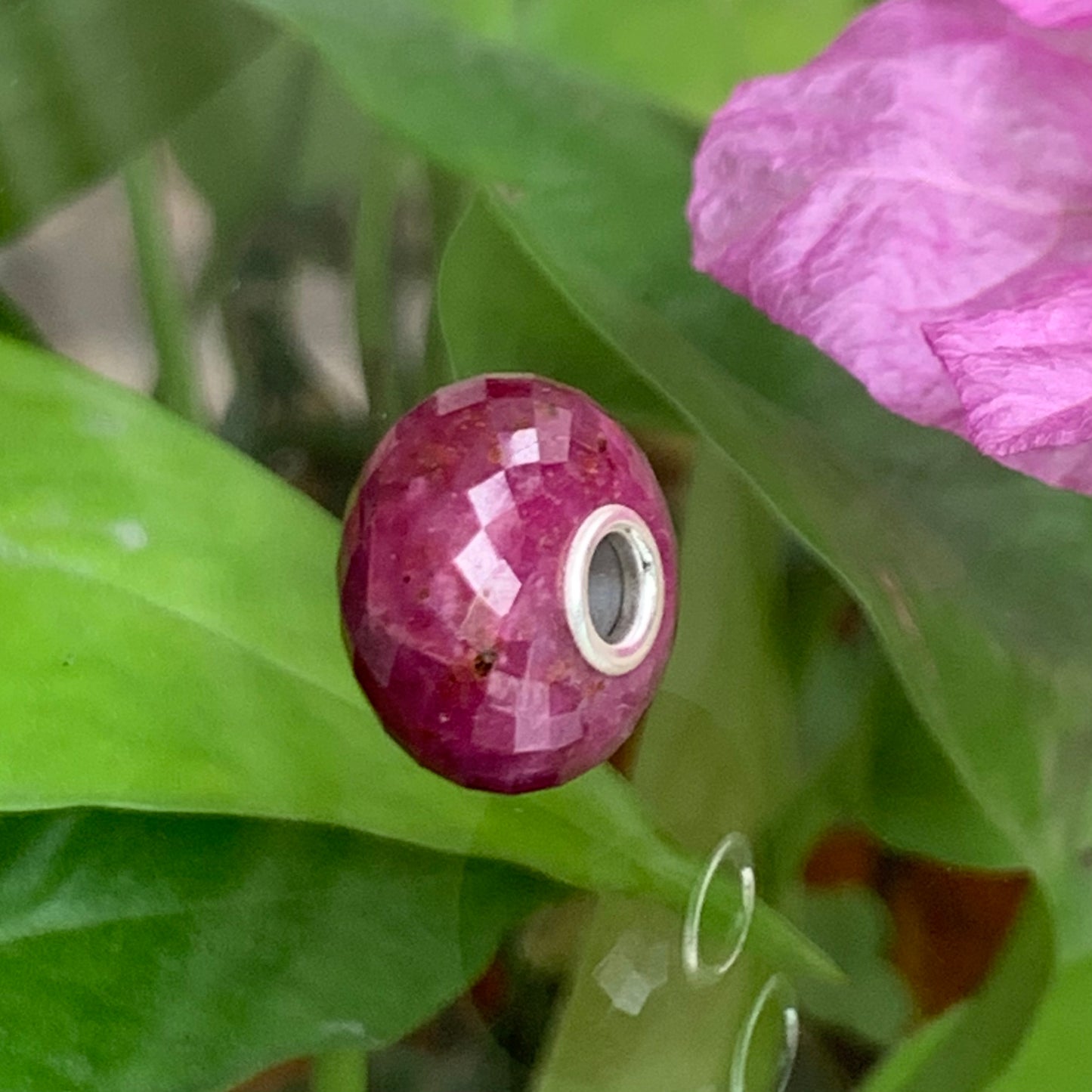 Faceted Gorgeous Ruby Value Beads Genuine Jewellery with Silver Core Suitable for European Bracelets