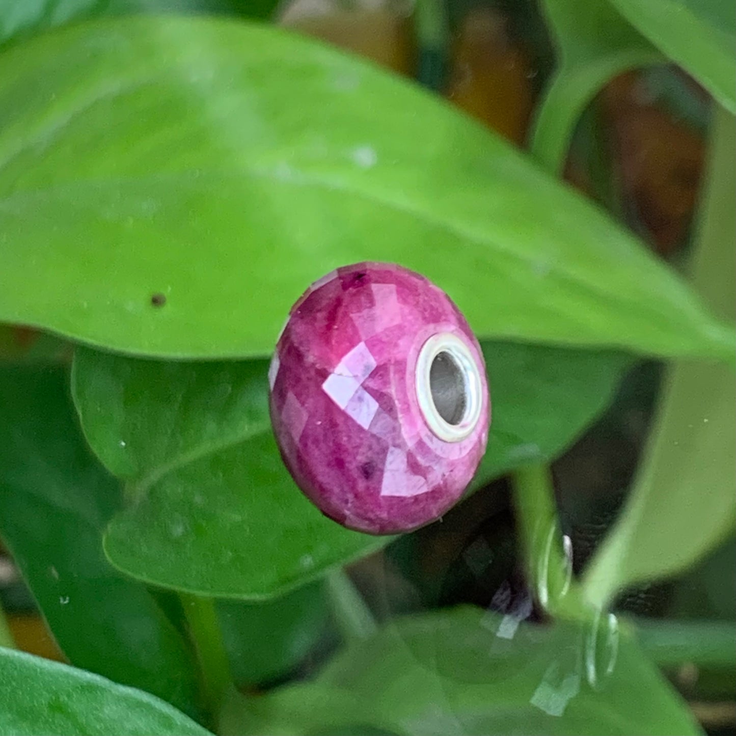 Faceted Gorgeous Ruby Value Beads Genuine Jewellery with Silver Core Suitable for European Bracelets