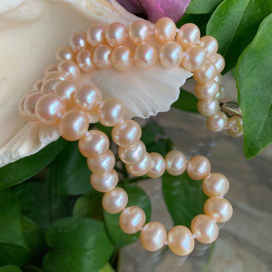 Natural Light Orange Pearl Charm Necklace Gift for Women Wedding Anniversary