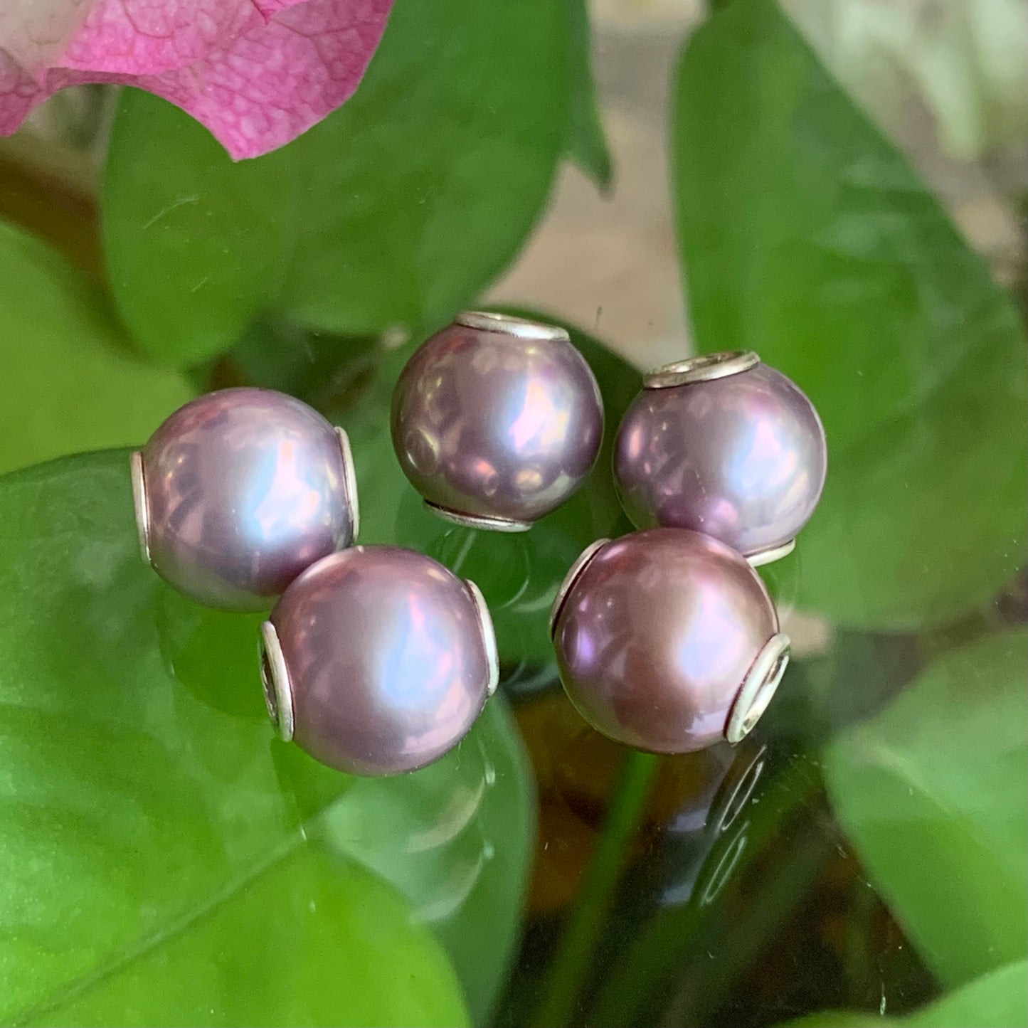 Purple Gold Rosegold lilac Freshwater Pearl Beads with Small Core for European Trollbeads Bracelets or Pandora Bangles