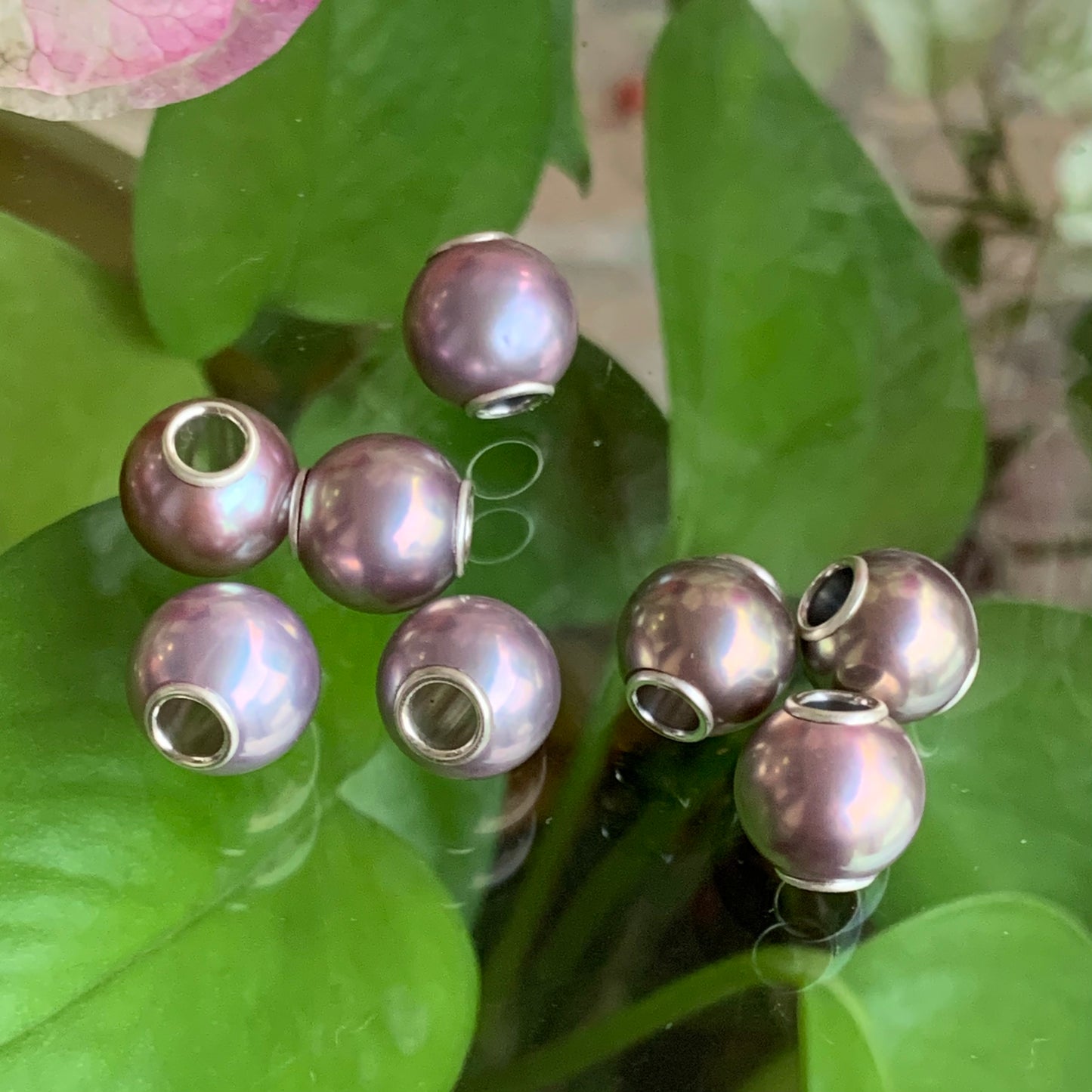 Purple Gold Rosegold lilac Freshwater Pearl Beads with Small Core for European Trollbeads Bracelets or Pandora Bangles