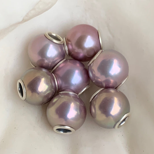 Purple Gold Rosegold lilac Freshwater Pearl Beads with Small Core for European Trollbeads Bracelets or Pandora Bangles