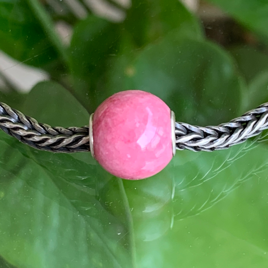 Awsome Rhodonite Roselia beads Artisan Beads with Small Silver Core Fit for European Charm Trollbeads Bracelet or Pandora Bangle