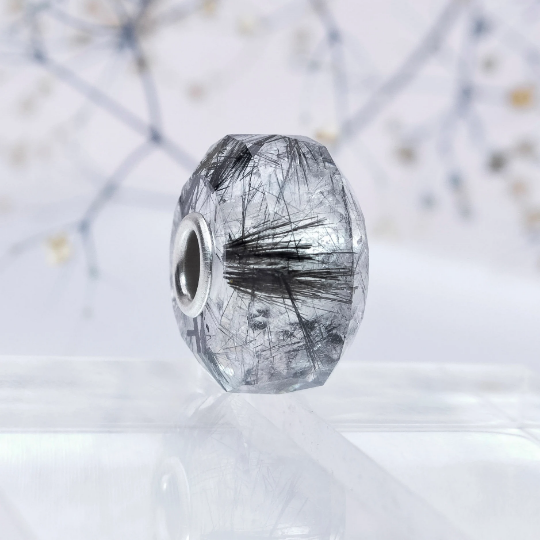 Black Rutilated Quartz Crystal Beads New Style Gemstone Small Core for Charm Bracelets